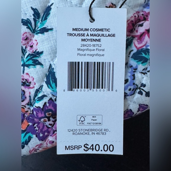 NWT Vera Bradley Women's Iconic Medium Cosmetic, Signature Cotton Makeup Bag - Picture 7 of 8